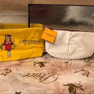 NWT 2pc L’OCCITANE Gold Gilded Makeup Bags